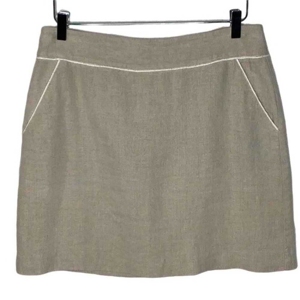 LOFT Natural Beige Linen A-line skirt size 6